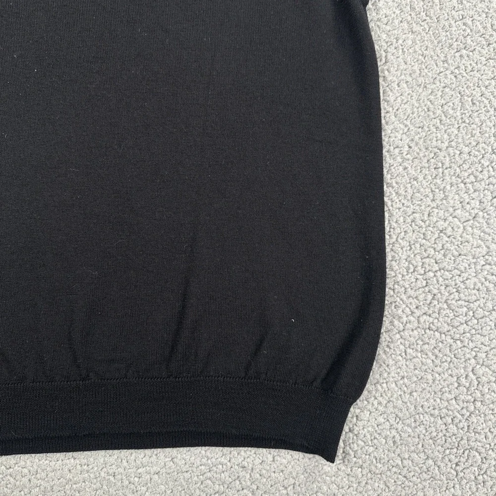 Grant Thomas Italian Merino Wool Sweater Vest Men XL Black V-Neck Made in Italy